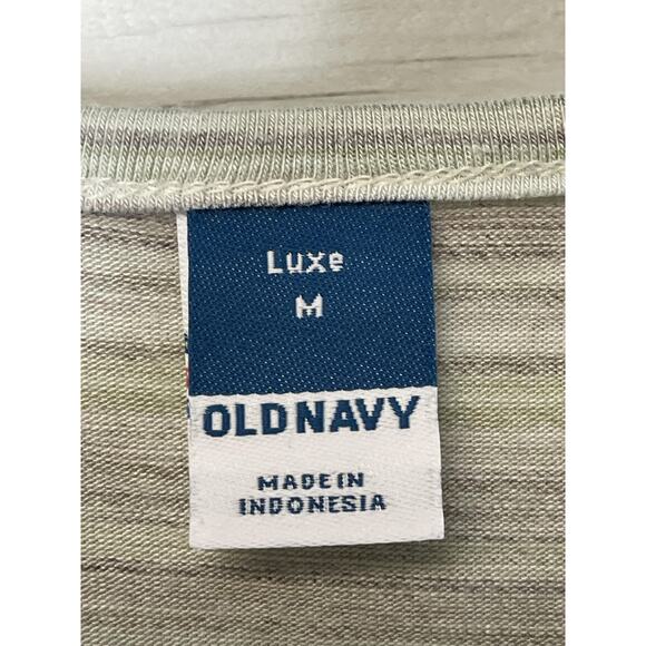 Old Navy Shirt Womens Medium Green Multi Stripe Luxe Crew Short Sleeve Stretch - Picture 6 of 9